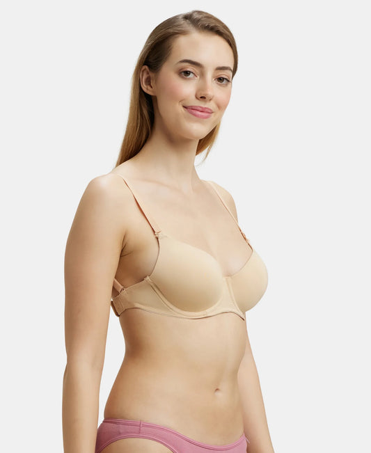 Wired Padded Soft Touch Microfiber Elastane Stretch Medium Coverage Multiway Backless Bra - Light Skin