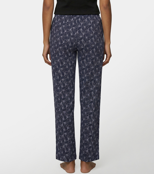 Enamor Mid Rise Full Length Adjustable drawstring Hangout Pant For Women - Relaxed Fit, Combed Cotton - E4A5 (Delicate Floral Print)