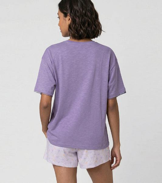 Enamor Oversized Drop Shoulder T-Shirt, 100% Cotton Slub, Oversized Fit - E312 (Purple Haze)