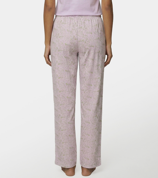 Enamor Mid Rise Full Length Adjustable drawstring Hangout Pant For Women - Relaxed Fit, Combed Cotton - E4A5 (Tropical Print)
