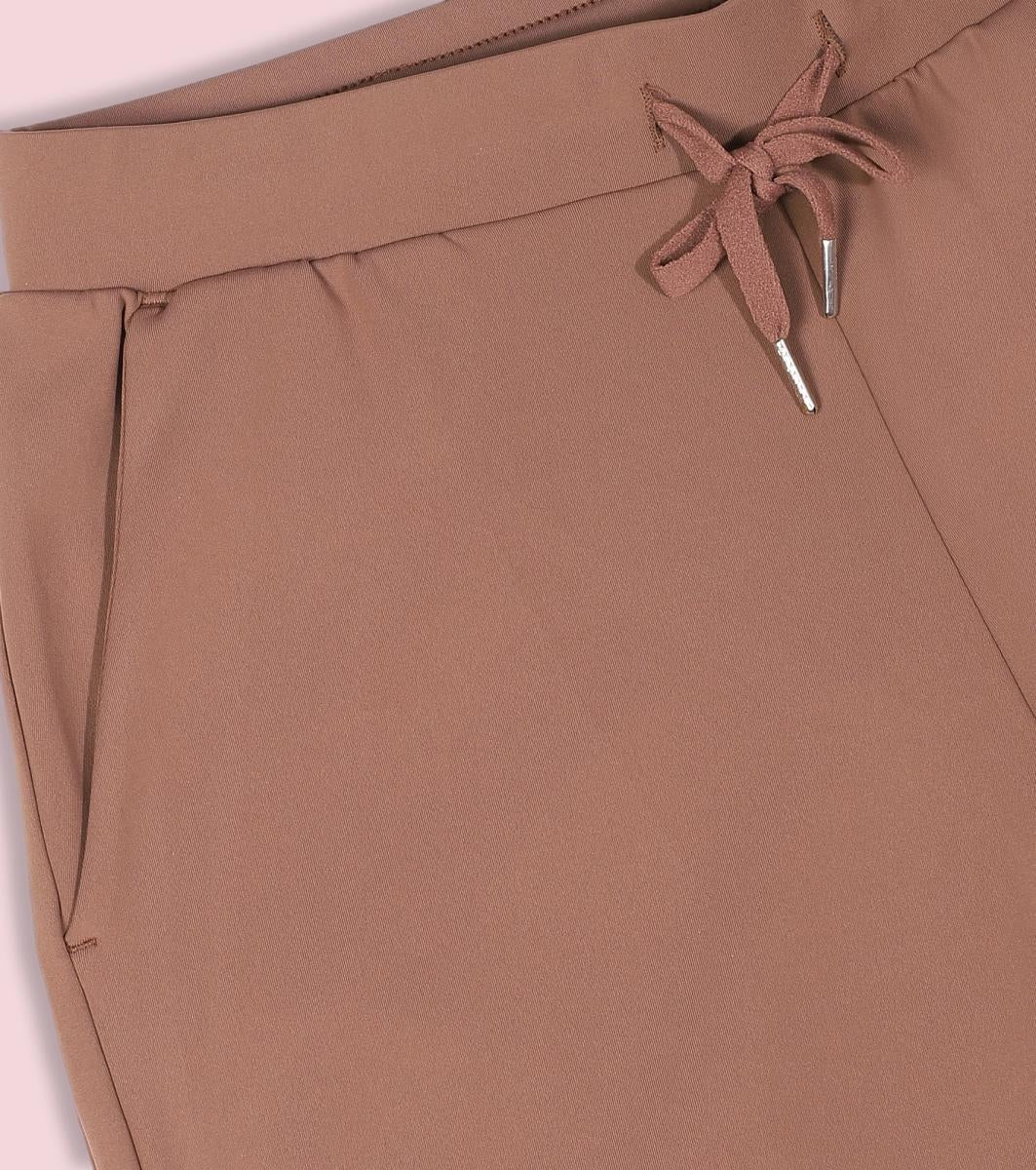 Enamor Mid Rise 7/8th length Drawstring Closure Travel Pants For Women - Relaxed Fit, Quick Dry, Antimicrobial - E068 (Nutmeg)
