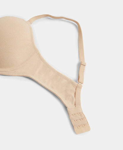 Under-Wired Padded Super Combed Cotton Elastane Stretch Medium Coverage T-Shirt Bra with Detachable Straps - Light Skin