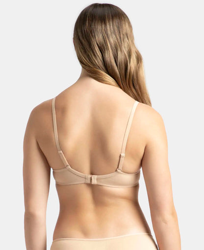 Under-Wired Padded Super Combed Cotton Elastane Stretch Medium Coverage T-Shirt Bra with Detachable Straps - Light Skin