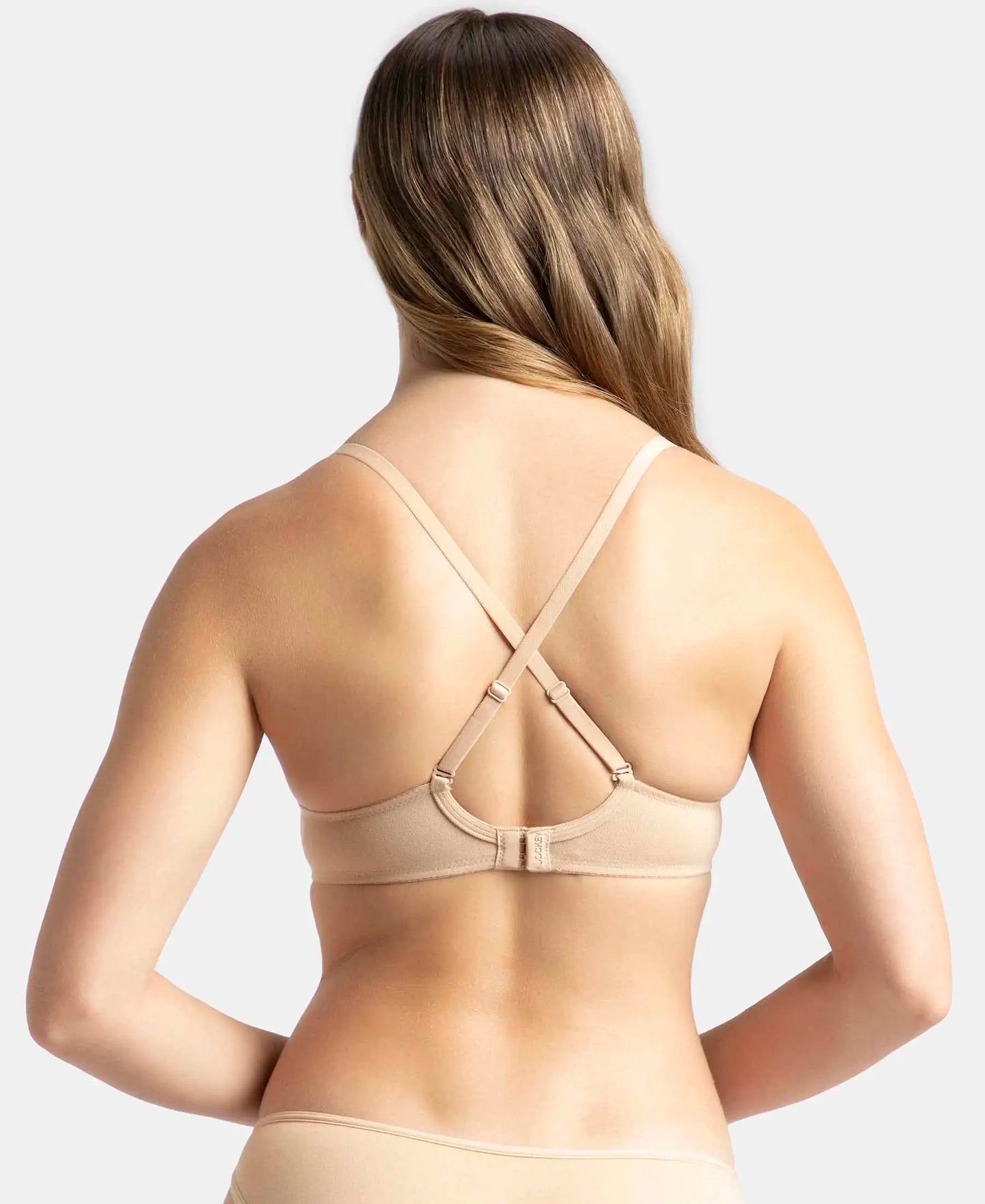 Under-Wired Padded Super Combed Cotton Elastane Stretch Medium Coverage T-Shirt Bra with Detachable Straps - Light Skin