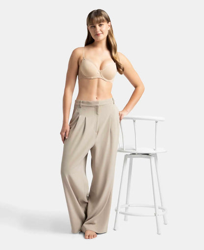 Under-Wired Padded Super Combed Cotton Elastane Stretch Medium Coverage T-Shirt Bra with Detachable Straps - Light Skin