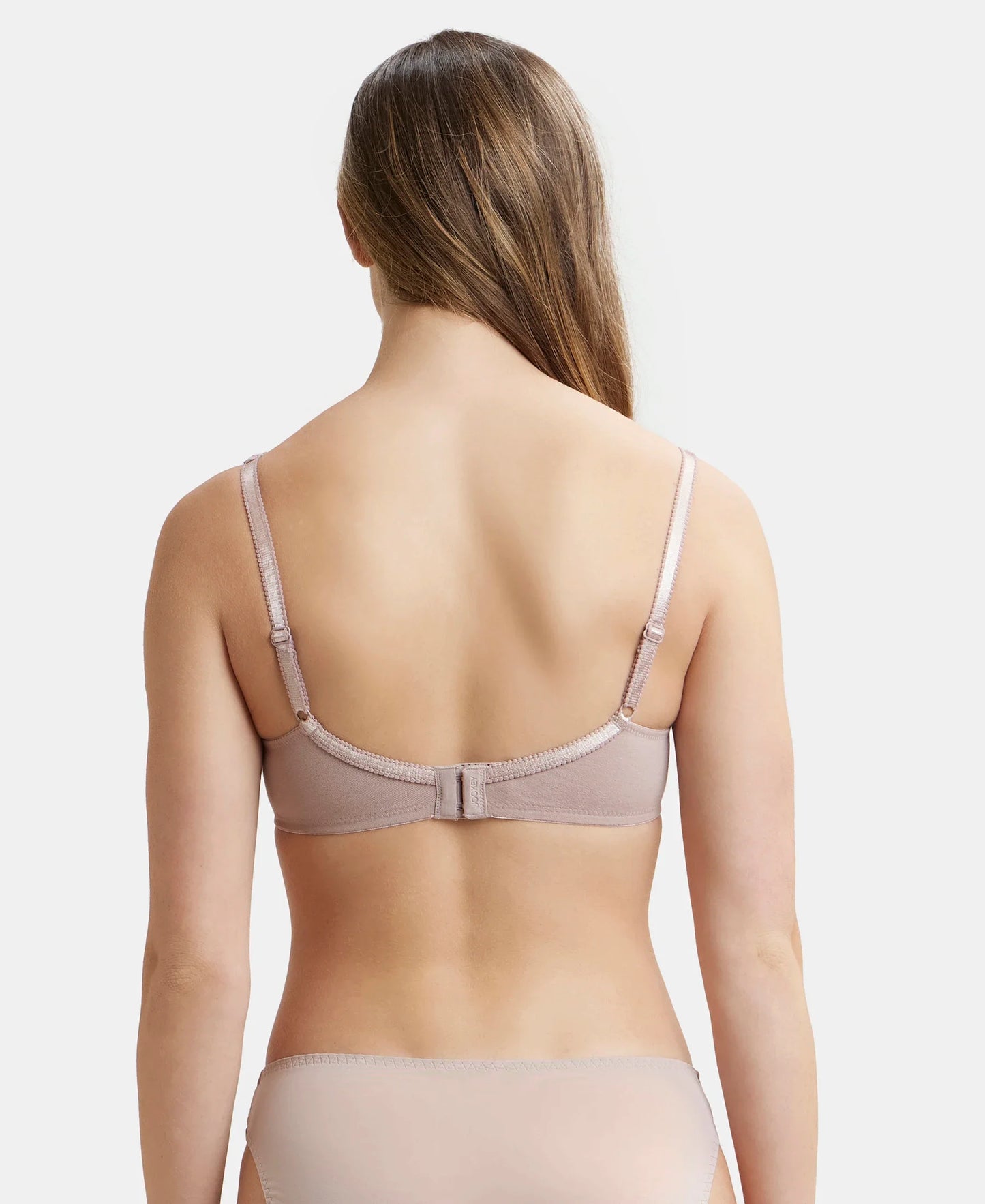 Wirefree Non Padded Super Combed Cotton Elastane Stretch Full Coverage Everyday Bra with Contoured Shaper Panel and Adjustable Straps - Mocha