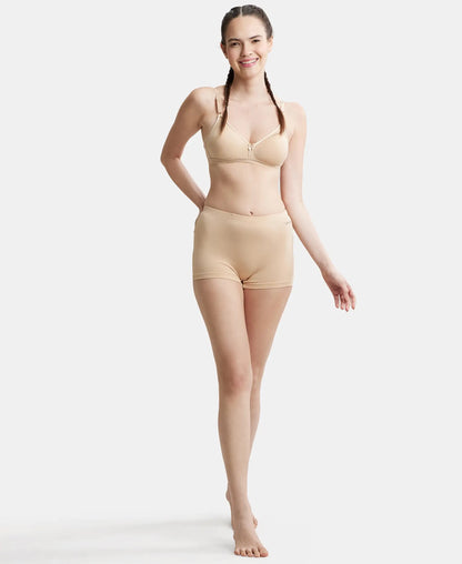 Wirefree Non Padded Super Combed Cotton Elastane Stretch Everyday Bra with Ultrasoft and Durable Underband - Skin