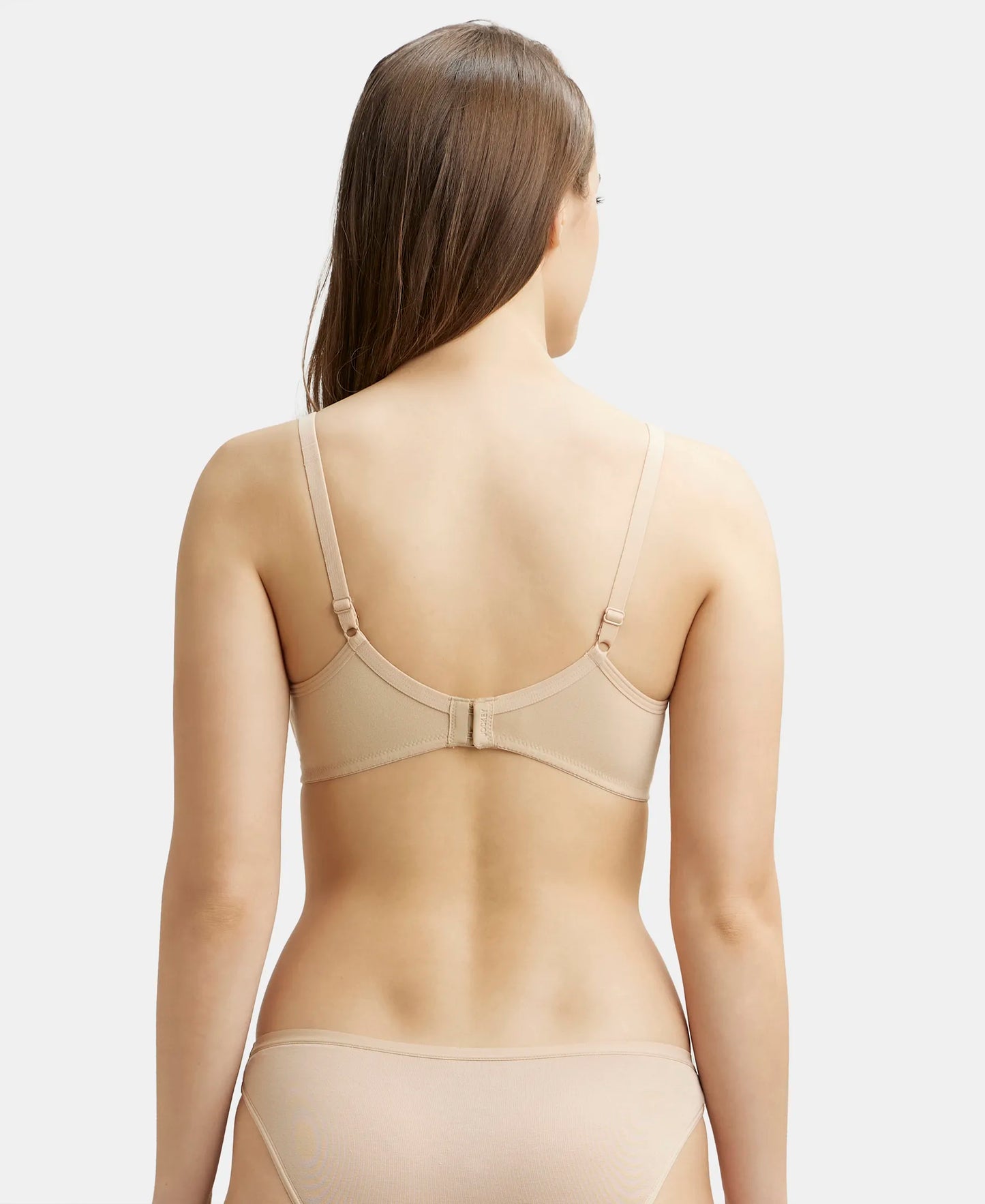 Wirefree Non Padded Super Combed Cotton Elastane Stretch Medium Coverage Everyday Bra with Concealed Shaper Panel - Skin