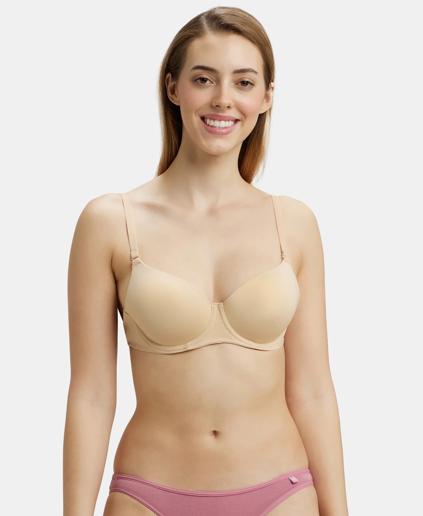 Wired Padded Soft Touch Microfiber Elastane Stretch Medium Coverage Multiway Backless Bra - Light Skin