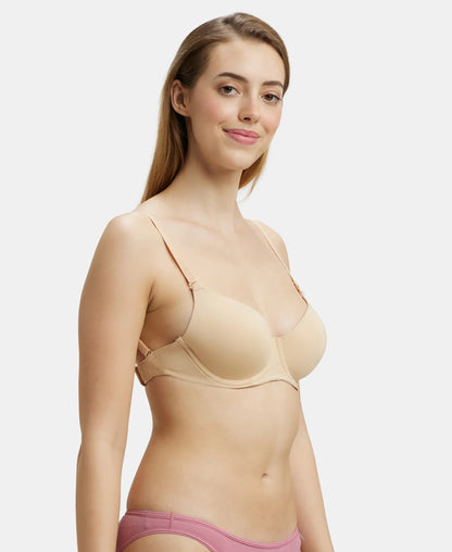 Wired Padded Soft Touch Microfiber Elastane Stretch Medium Coverage Multiway Backless Bra - Light Skin