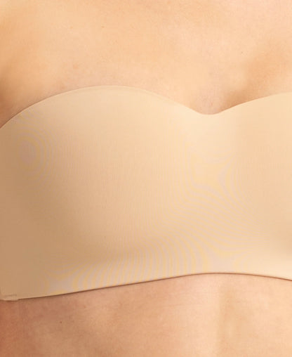Wirefree Padded Soft Touch Microfiber Elastane Bonded Tech Medium Coverage Strapless Bra with Ultra-Grip Band Support - Skin