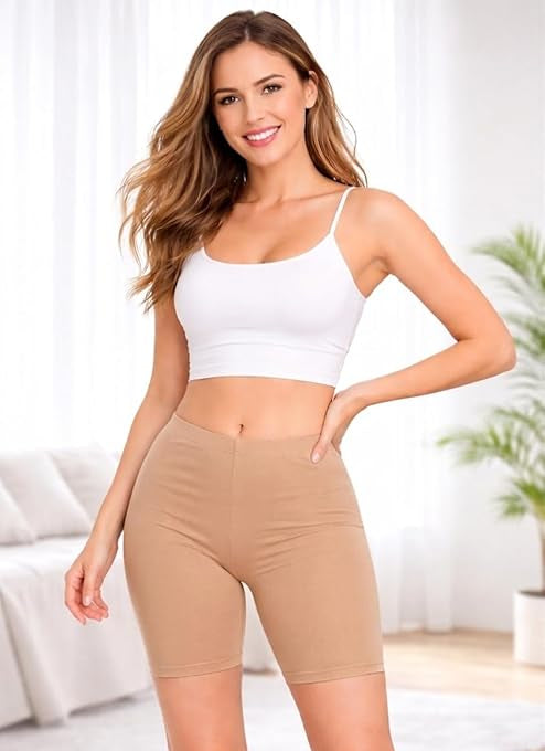 Mybody Breathable Cotton Mid-Waist Biker Shorts for Women | All-Day Comfort Gym & Yoga Wear
