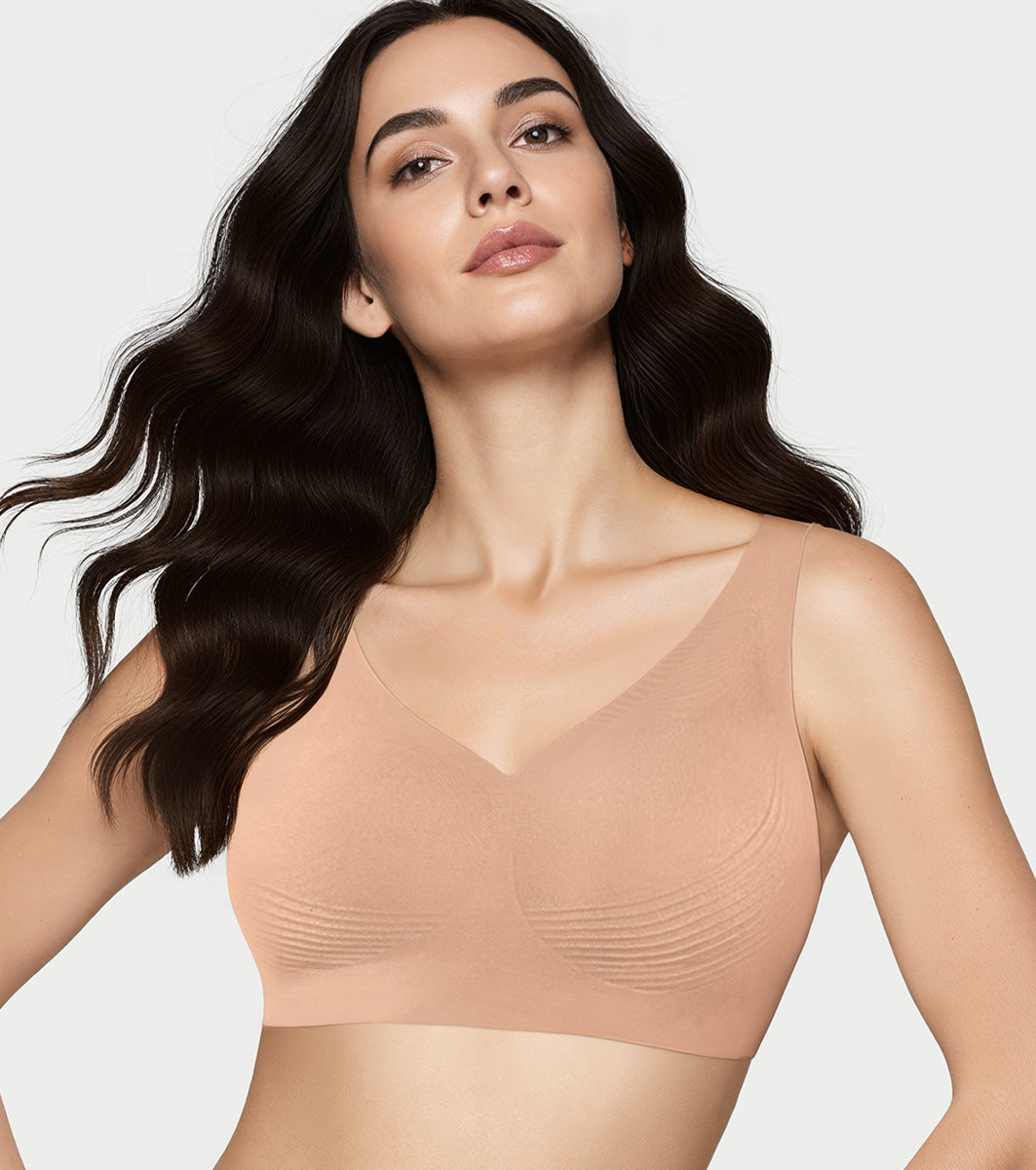 Enamor Innovations Invisi Encircle lift, Ultra smooth, Bonded, Slip-on, Women's T-Shirt Bra - Seamless, No-Pinch, No-Dig, Padded, Wirefree, High Coverage- IO01 (Skin)