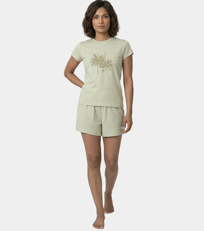 Enamor Drawstring Mid Thigh Length Mid Rise Basic Shorts - Relaxed Fit, Super Soft Cotton - E062 (Lint)