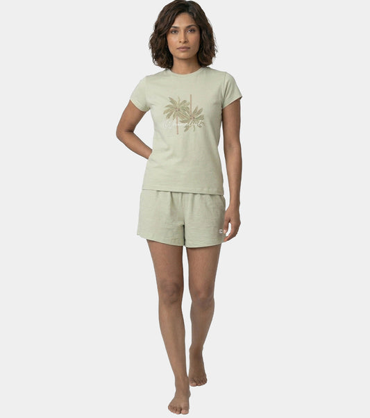 Enamor Drawstring Mid Thigh Length Mid Rise Basic Shorts - Relaxed Fit, Super Soft Cotton - E062 (Lint)