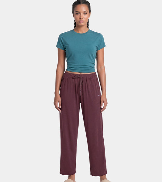 Enamor Mid Rise Regular Length Adjustable Drawstring Basic Home Lounge Pant for Women - Relaxed fit - E404 (Choco Fudge)