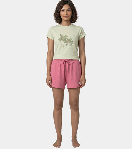 Enamor Drawstring Mid Thigh Length Mid Rise Basic Shorts - Relaxed Fit, Super Soft Cotton - E062 (Malaga)