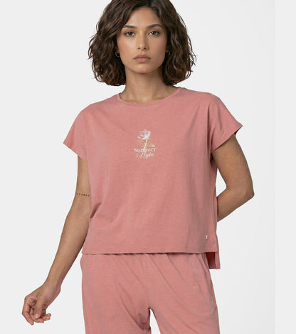 Enamor Pull on Sleeveless Crew Neck Regular Length Cotton T-Shirt For Women with Embroidery Details, Relaxed Fit - E3G7 (Desert Sand)