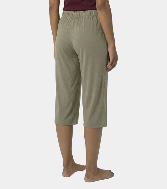 Enamor Mid Rise Crop length Slip on Shop In Culotte For Women - Relaxed Fit, Super Soft - E064 (Deep Lichen Green)