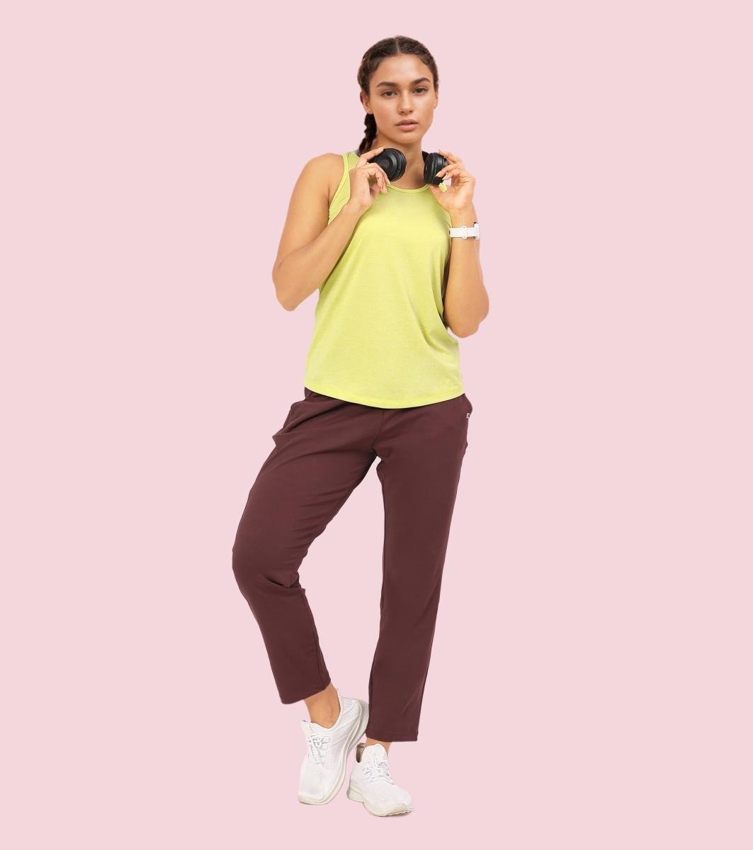 Enamor Sleeveless Round Neck Regular Length Tank T-Shirt - Slim Fit, Quick Dry, Antimicrobial - A308 (Cyber Lime Mel)