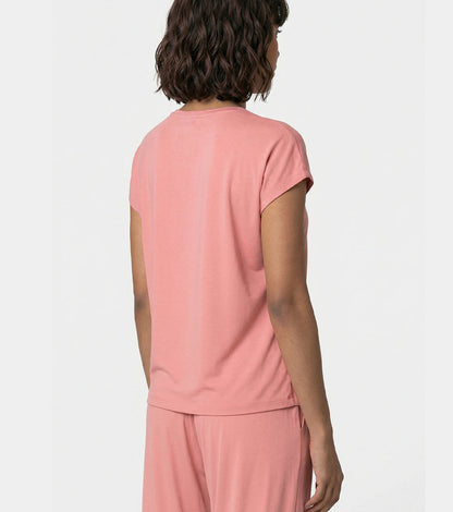 Enamor Pull on Sleeveless Crew Neck Regular Length Cotton T-Shirt For Women with Embroidery Details, Relaxed Fit - E3G7 (Desert Sand)