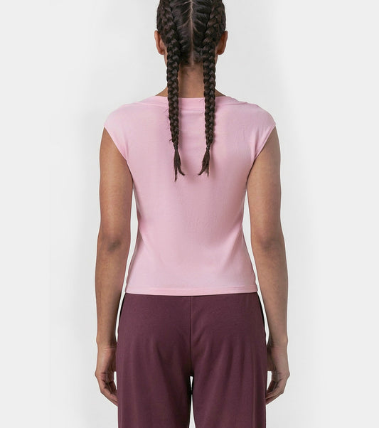 Enamor Boat Neck Body Hugging T‑Shirt, Slim Fit - E313 (Pink Nectar)