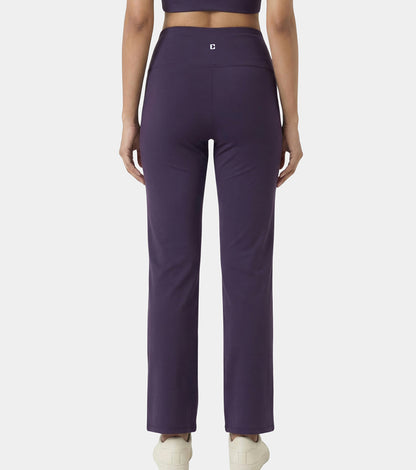 Enamor Fav Flare Pants – Butter-soft dry-fit, high-rise support & sleek flared style -A407 (Purple Velvet)