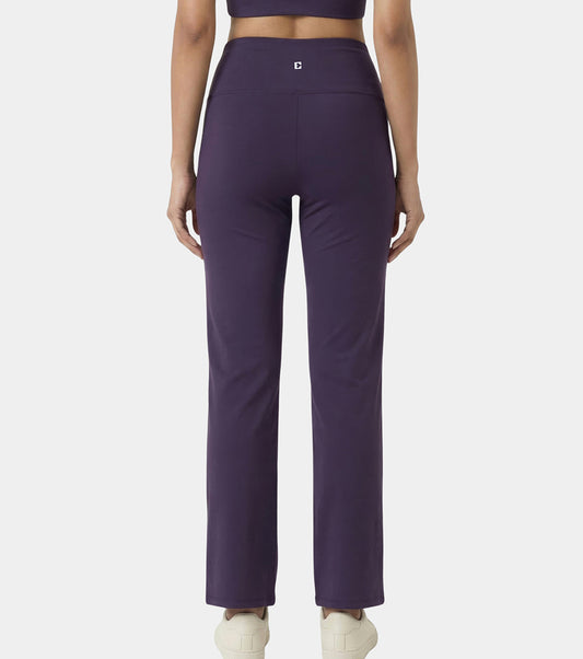Enamor Fav Flare Pants – Butter-soft dry-fit, high-rise support & sleek flared style -A407 (Purple Velvet)