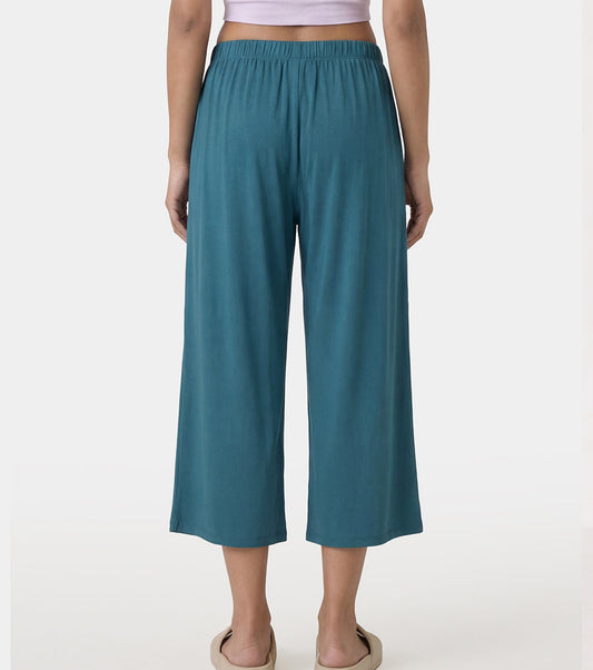 Enamor Mid Rise Crop length Slip on Shop In Culotte For Women - Relaxed Fit, Super Soft - E064 (Mediterranea)
