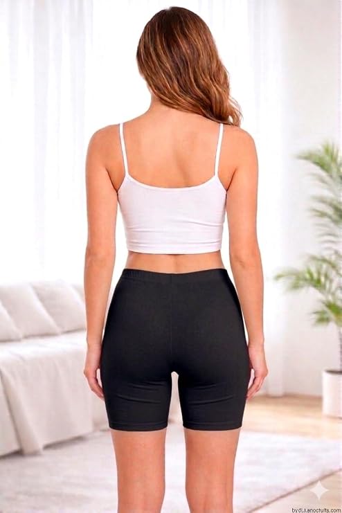 Mybody Breathable Cotton Mid-Waist Biker Shorts for Women | All-Day Comfort Gym & Yoga Wear