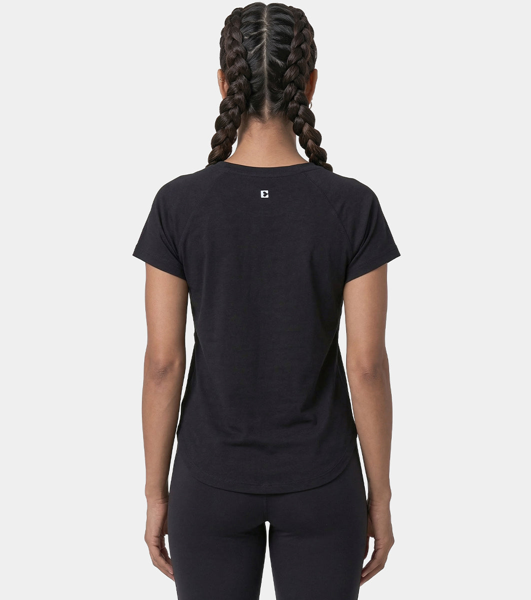 Enamor Cut N Sew Tee, Relaxed Fit, High-Low Hemline - A315 (Jet Black)