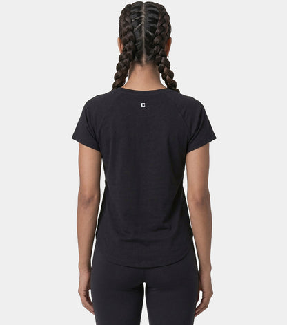 Enamor Cut N Sew Tee, Relaxed Fit, High-Low Hemline - A315 (Jet Black)