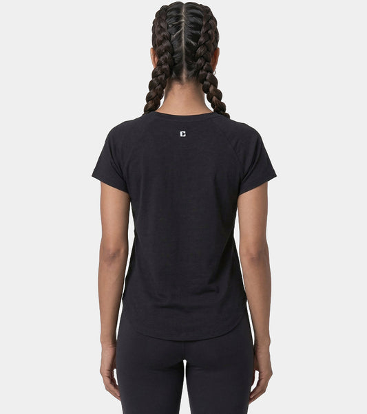 Enamor Cut N Sew Tee, Relaxed Fit, High-Low Hemline - A315 (Jet Black)