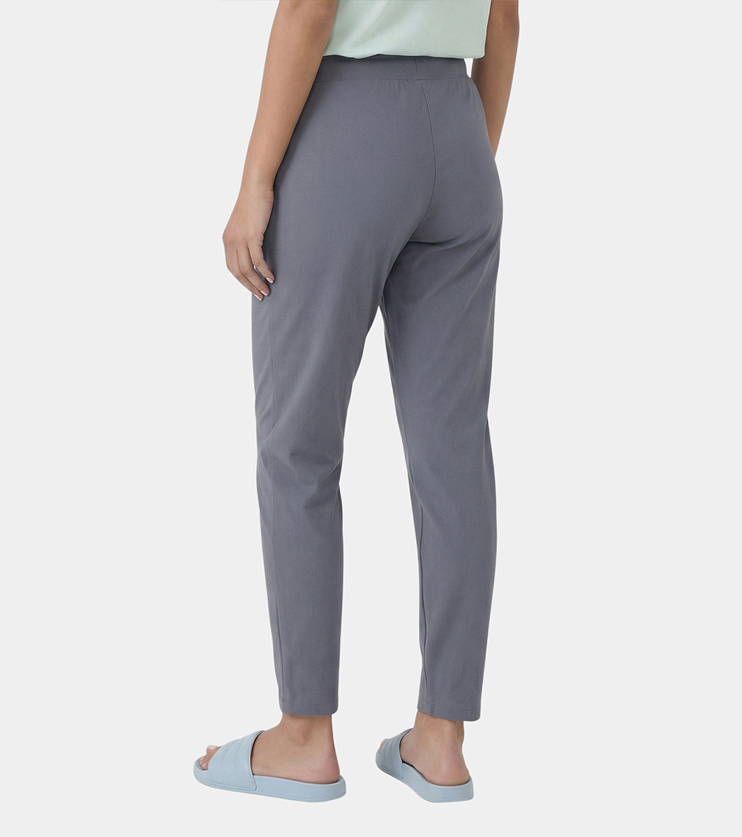 Enamor Mid Rise 7/8th length Drawstring Closure Travel Pants For Women - Relaxed Fit, Quick Dry, Antimicrobial - E068 (Turbulence)