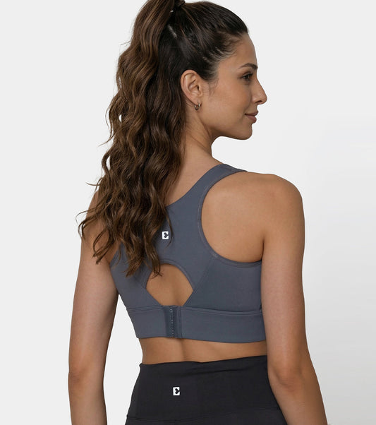 Enamor Crew Neck Sleeveless Crop length Sports Bra For Women - Hook & Eye Closure, Hugged Fit - A205 (Turbulence)