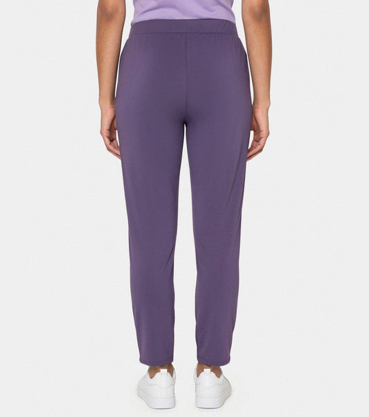 Enamor Mid Rise 7/8th length Drawstring Closure Travel Pants For Women - Relaxed Fit, Quick Dry, Antimicrobial - E068 (Purple Velvet)