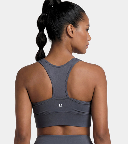 Enamor Wide Straps Seamed T-back Basic Workout Sports Bra - Quick Dry, Antimicrobial, Removable Padding, Non-Wired, Full Coverage - A202 (Turbulence)