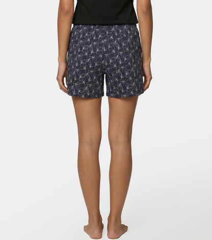 Enamor Mid Rise Mid Thigh Length Adjustable drawstring Hangout Shorts For Women - Relaxed Fit, Soft & Light Cotton - E7A1 (Delicate Floral Print)