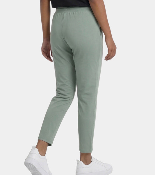 Enamor Mid Rise 7/8th length Drawstring Closure Travel Pants For Women - Relaxed Fit, Quick Dry, Antimicrobial - E068 (Sage Green)