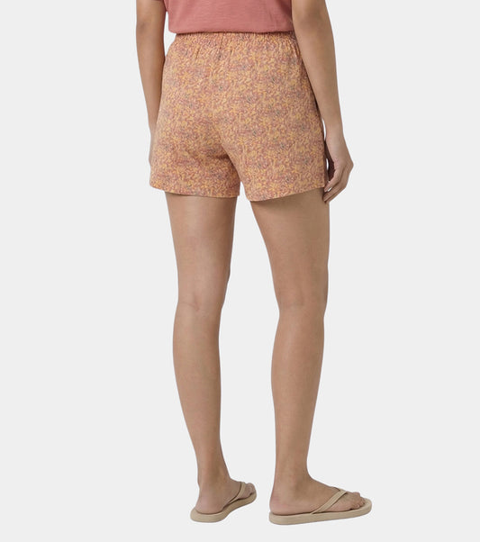 Enamor Drawstring Mid Thigh Length Mid Rise Basic Shorts - Relaxed Fit, Super Soft Cotton - E062 (Wildflower Print)