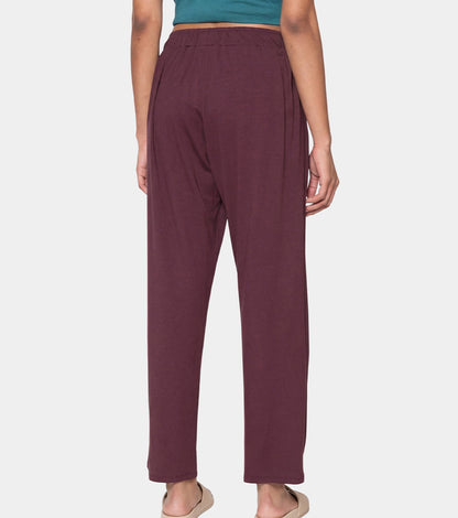 Enamor Mid Rise Regular Length Adjustable Drawstring Basic Home Lounge Pant for Women - Relaxed fit - E404 (Choco Fudge)
