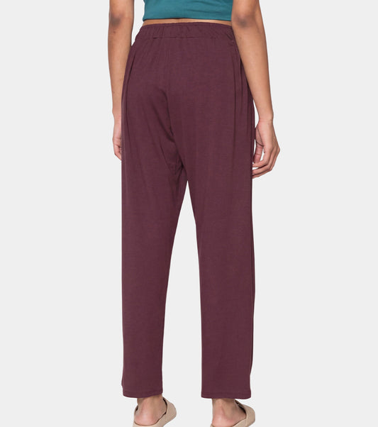 Enamor Mid Rise Regular Length Adjustable Drawstring Basic Home Lounge Pant for Women - Relaxed fit - E404 (Choco Fudge)
