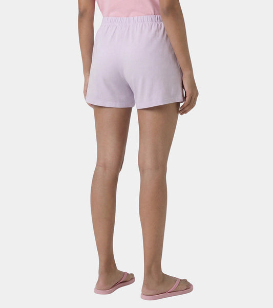 Enamor Drawstring Mid Thigh Length Mid Rise Basic Shorts - Relaxed Fit, Super Soft Cotton - E062 (Lavender Fog)