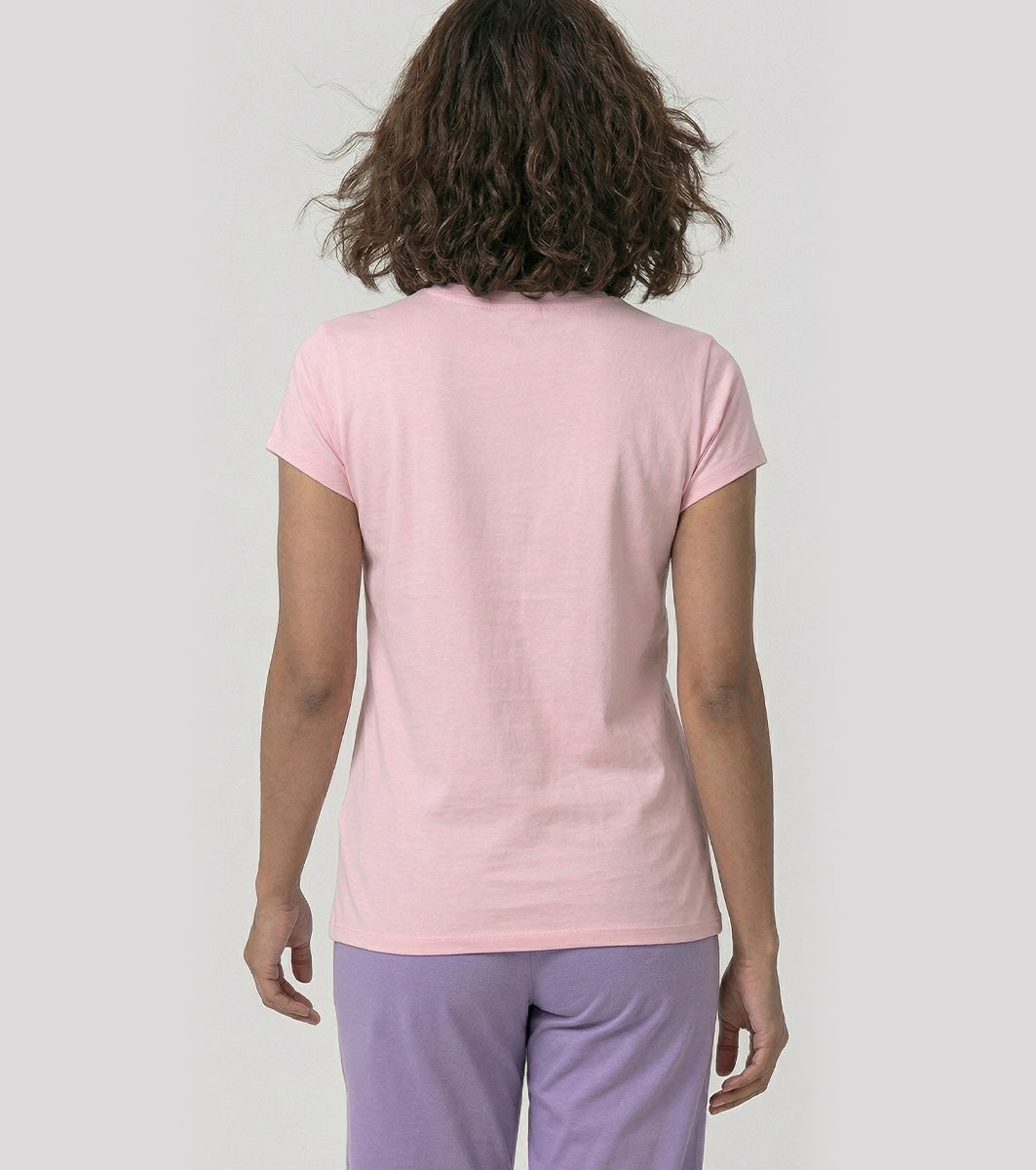Enamor Short Sleeve Crew Neck Regular Length Basic Crew T-Shirt - Slim Fit, Soft and Breathable Stretch Cotton - E147 (Pink Nectar)