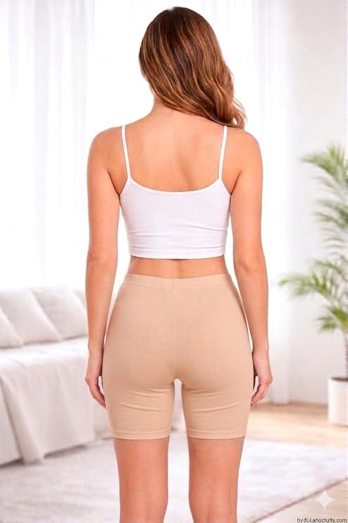 Mybody Breathable Cotton Mid-Waist Biker Shorts for Women | All-Day Comfort Gym & Yoga Wear