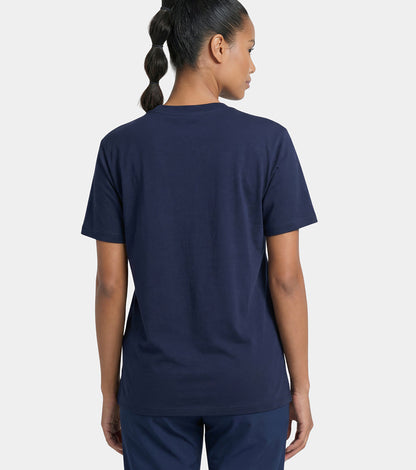 Enamor Short Sleeve Crew Neck Regular Length Cotton Active T-Shirt for Women - Relaxed Fit, Super Soft, Anti-Odour - A301 (Navy/Transformation Graphic)