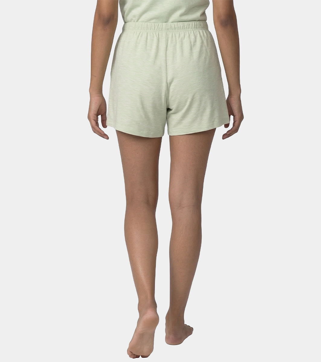 Enamor Drawstring Mid Thigh Length Mid Rise Basic Shorts - Relaxed Fit, Super Soft Cotton - E062 (Lint)