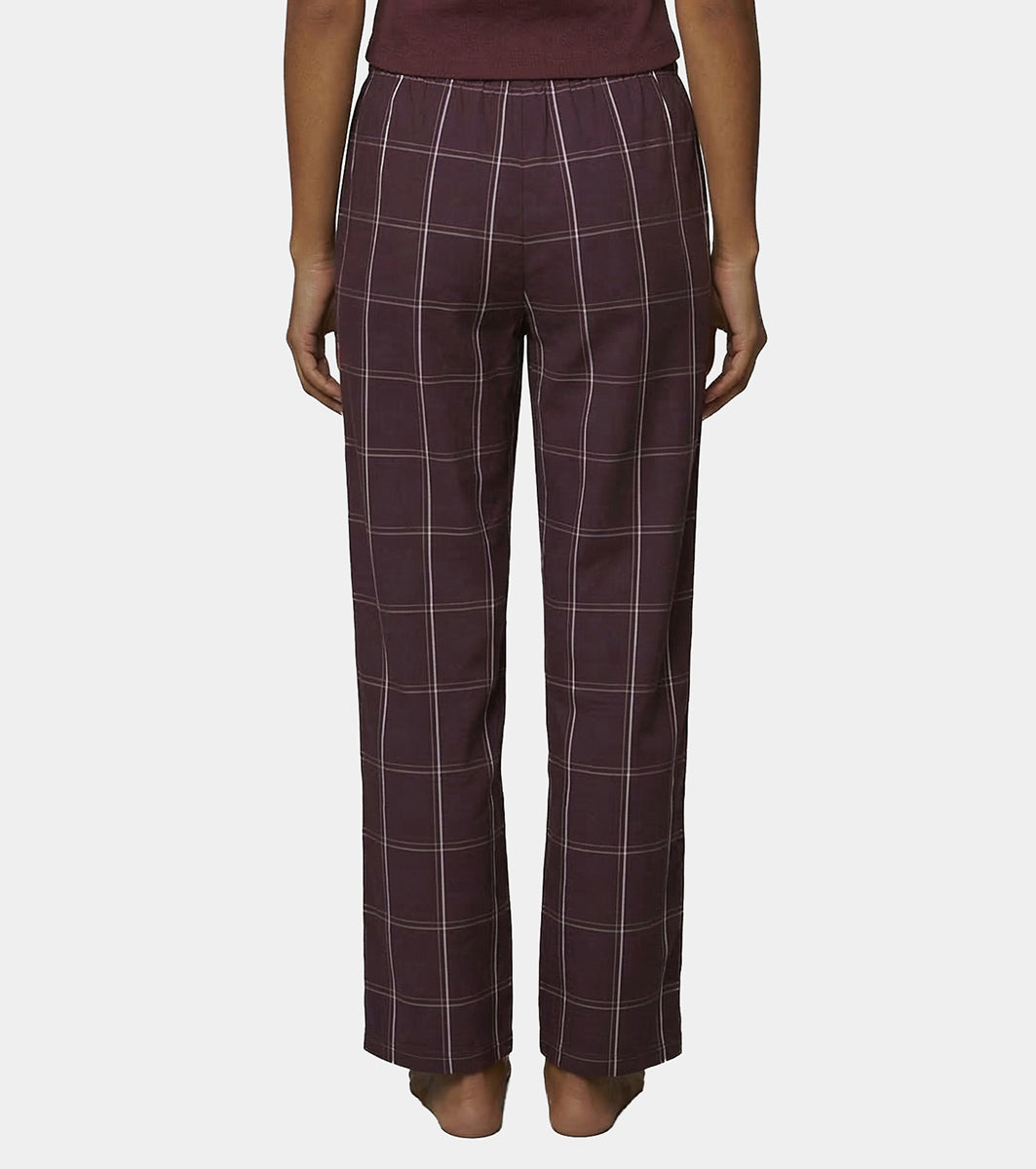 Enamor Mid Rise Full Length Adjustable drawstring Hangout Pant For Women - Relaxed Fit, Combed Cotton - E4A5 (Choco Fudge Checks)