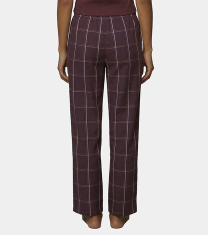 Enamor Mid Rise Full Length Adjustable drawstring Hangout Pant For Women - Relaxed Fit, Combed Cotton - E4A5 (Choco Fudge Checks)