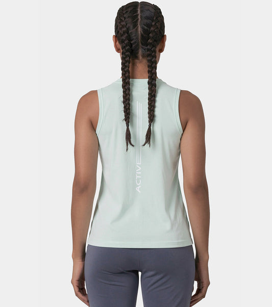 Enamor Active Tank, Slim Fit, Sleeveless Round Neck - A318 (Dusty Aqua)